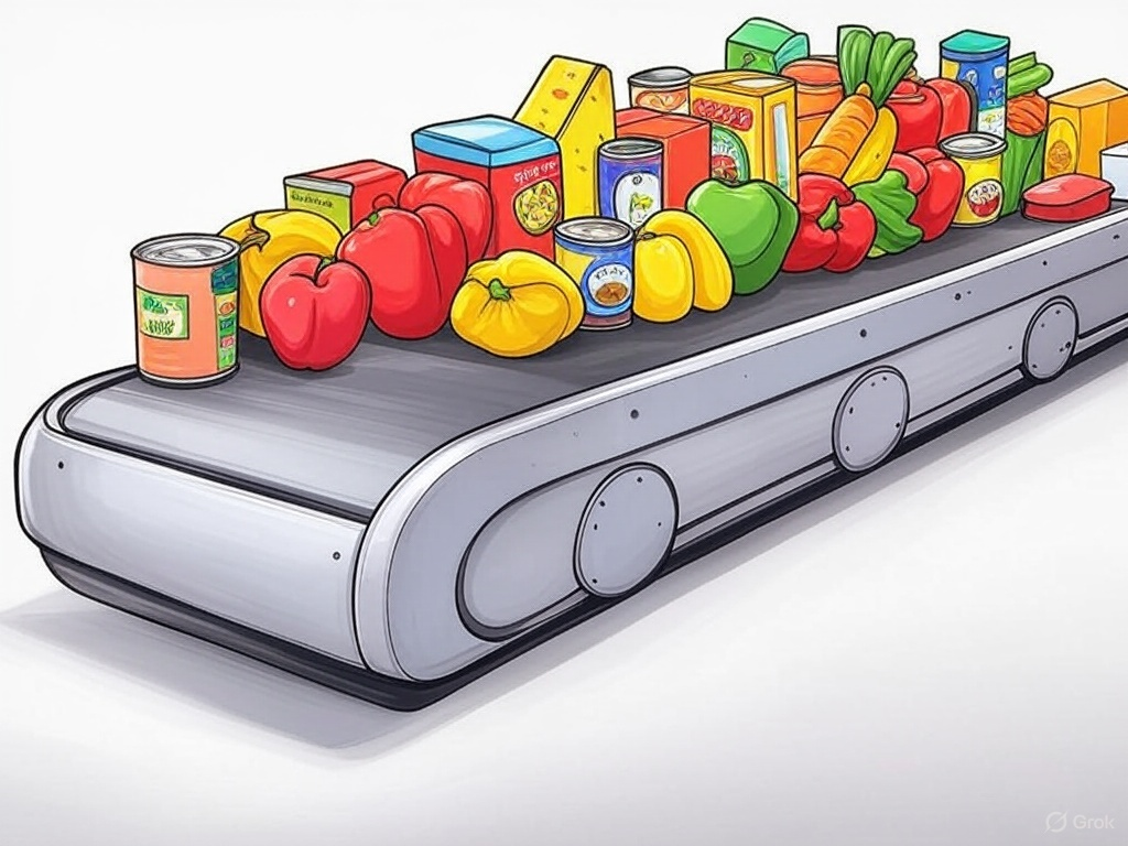 Dibujo de una banda de supermercado con frutas